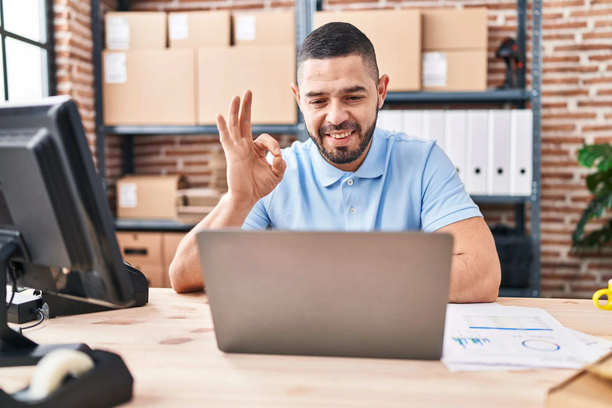 A happy customer receiving their online order